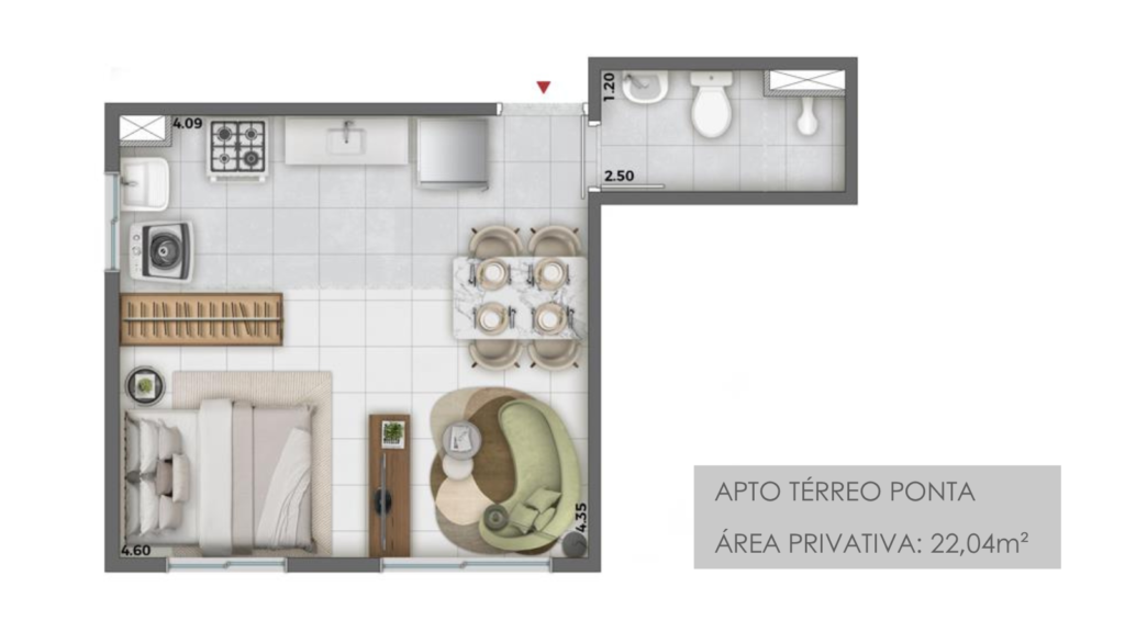 Planta 22,04 m² do empreendimento Conquista Sacomã