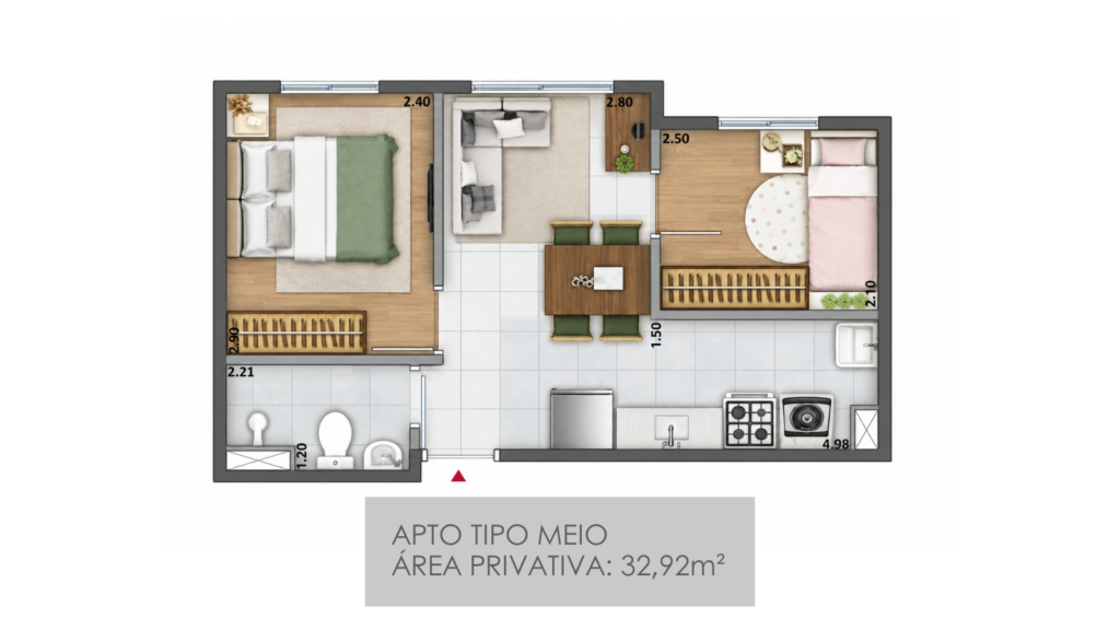 Planta 32,92 m² do empreendimento Conquista Sacomã