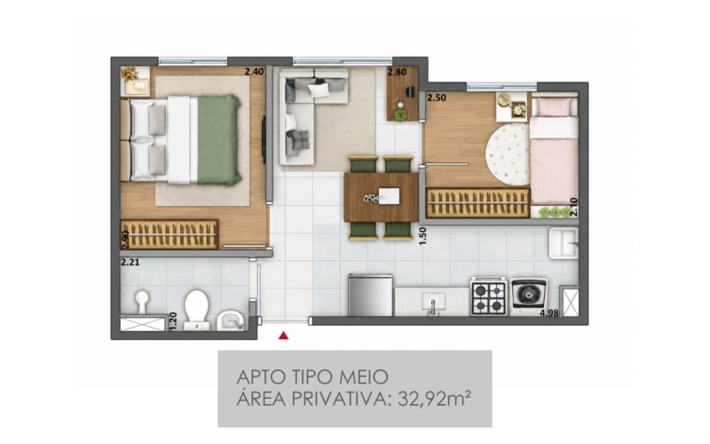Conquista Sacomã — planta 32,92 m²
