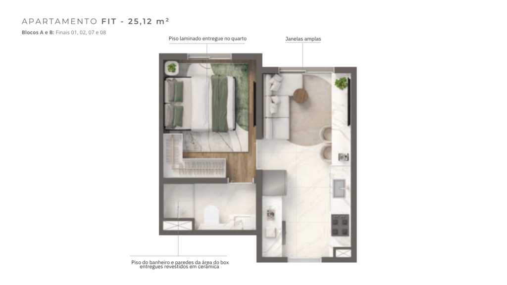 Planta 25,12 m² do empreendimento Grand Vivaz - Estação Tamanduatei