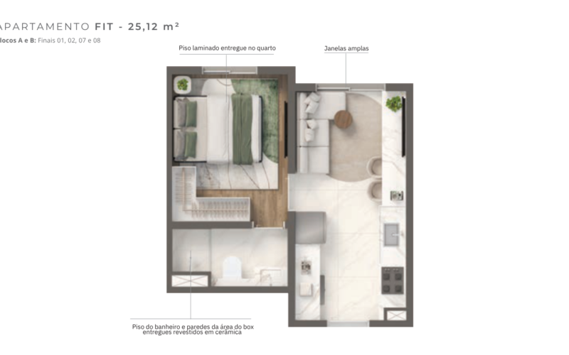 Grand Vivaz – Estação Tamanduatei — planta 25,12 m²