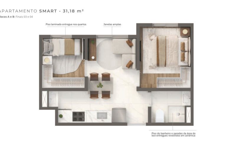 Grand Vivaz – Estação Tamanduatei — planta 31,18 m²