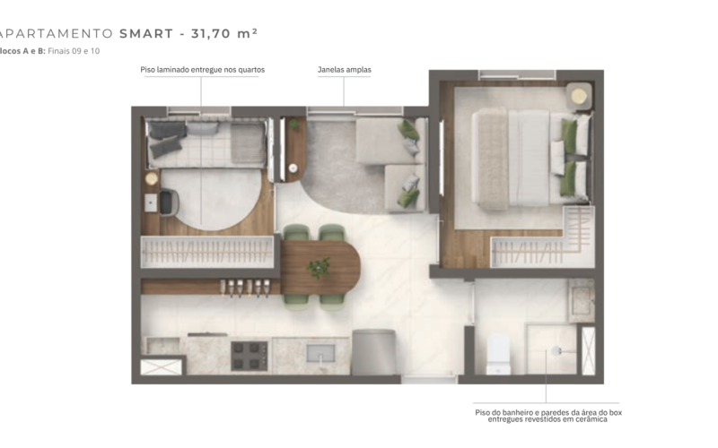 Grand Vivaz – Estação Tamanduatei — planta 31,70 m²